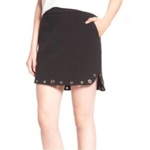 TROUVE Grommet Stretch Mini Skirt Black Silver Sz S